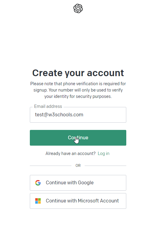 Register an account at OpenAI