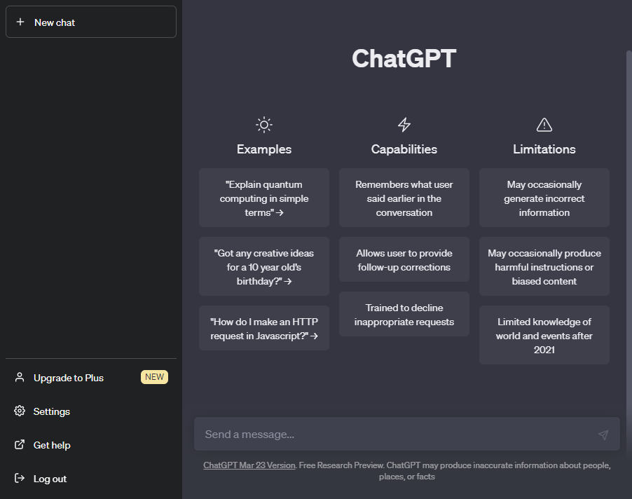 ChatGPT-3.5 Почніть роботу. Напишіть свою першу підказку