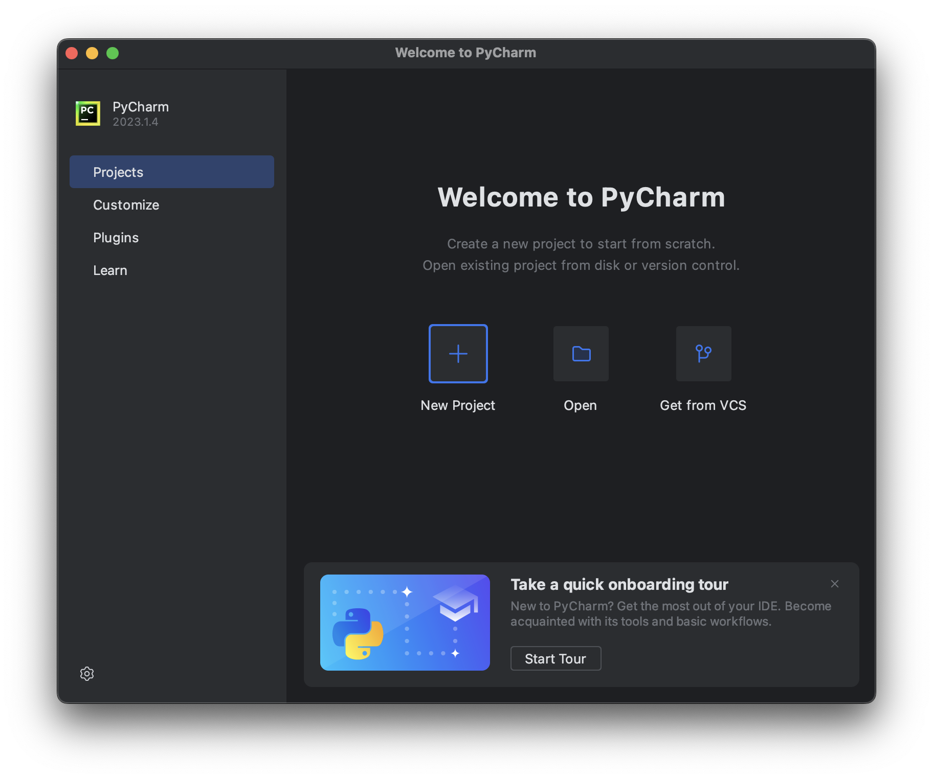 Pycharm Basics. Welcome screen