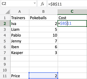 Absolute References in Excel