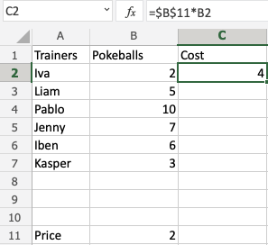 Absolute References in Excel