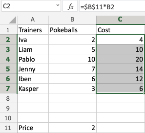 Absolute References in Excel