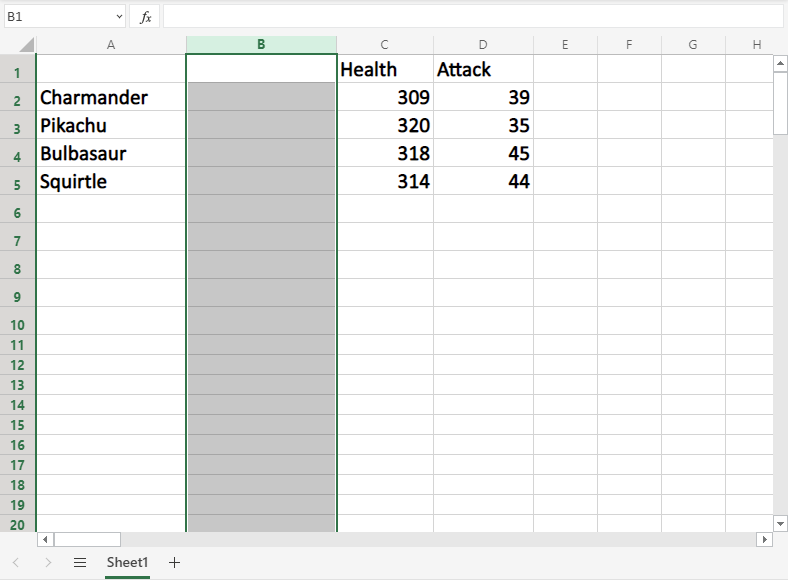 New column in Excel