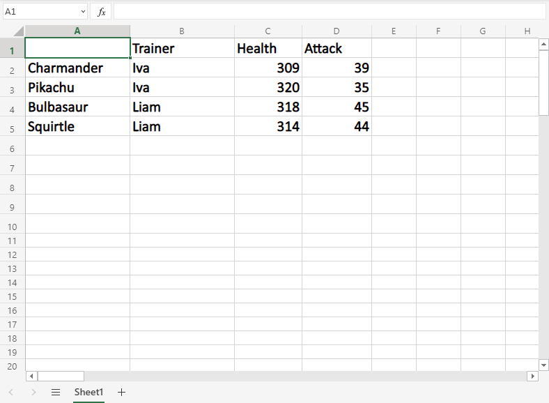 Type or copy in Excel