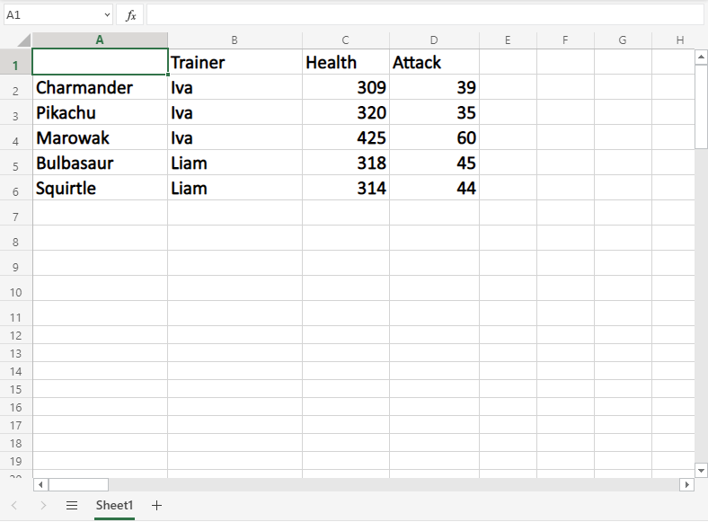 New row in Excel