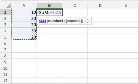 Addition Operator in Excel