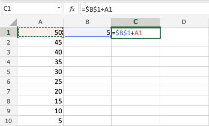 Addition Operator in Excel