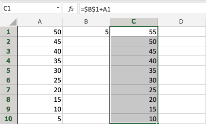 Addition Operator in Excel