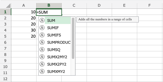 Addition Operator in Excel