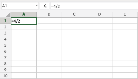 Division Operator in Excel