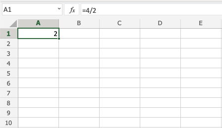 Division Operator in Excel