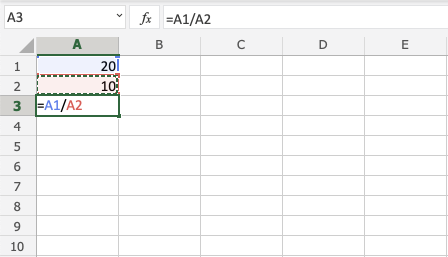 Division Operator in Excel