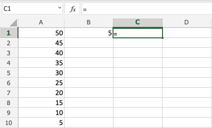 Division Operator in Excel