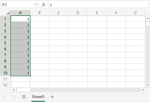 Fill cross in Excel