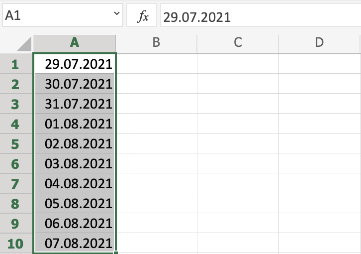 Sequence of Dates