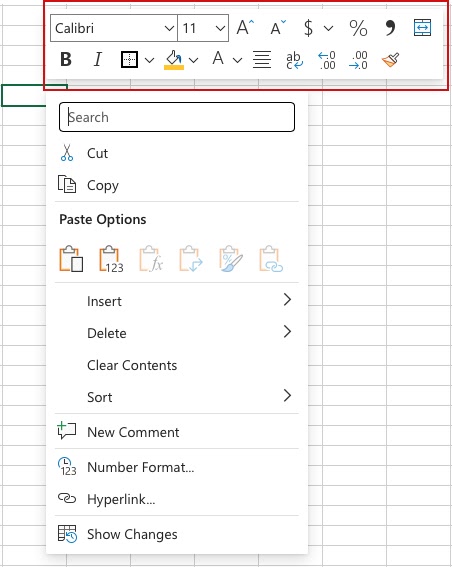 Styling Commands, Right-Clicking Cells