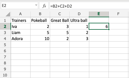 Formulas in Excel