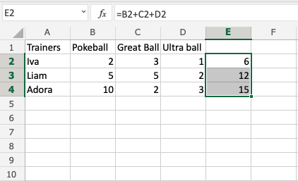 Formulas in Excel