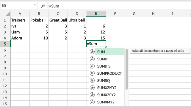 Formulas in Excel