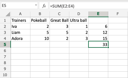 Formulas in Excel