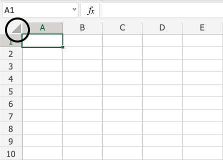 Excel ranges entire spreadsheet