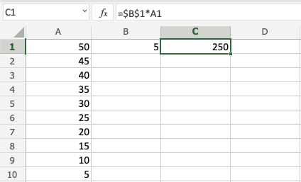 Multiplication in Excel