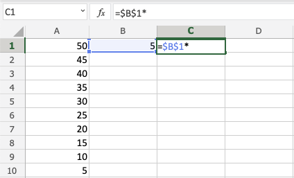 Multiplication in Excel