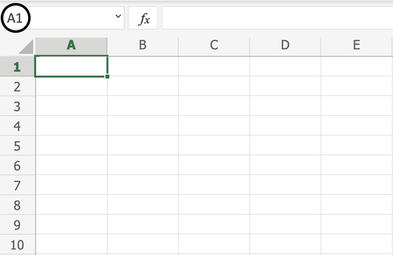 Name box in Excel