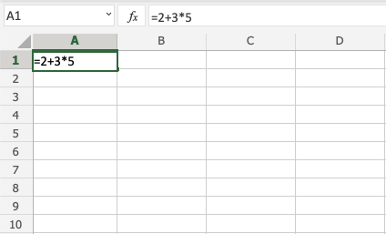 Without Parentheses in Excel