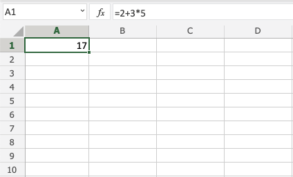 Without Parentheses in Excel