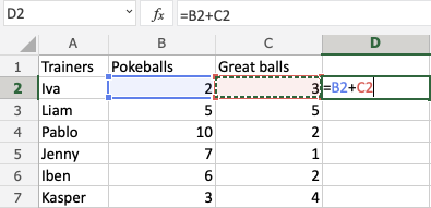 Relative reference in Excel