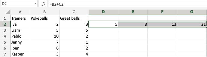 Relative reference in Excel