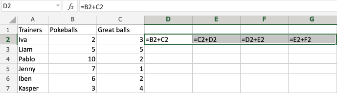 Relative reference in Excel