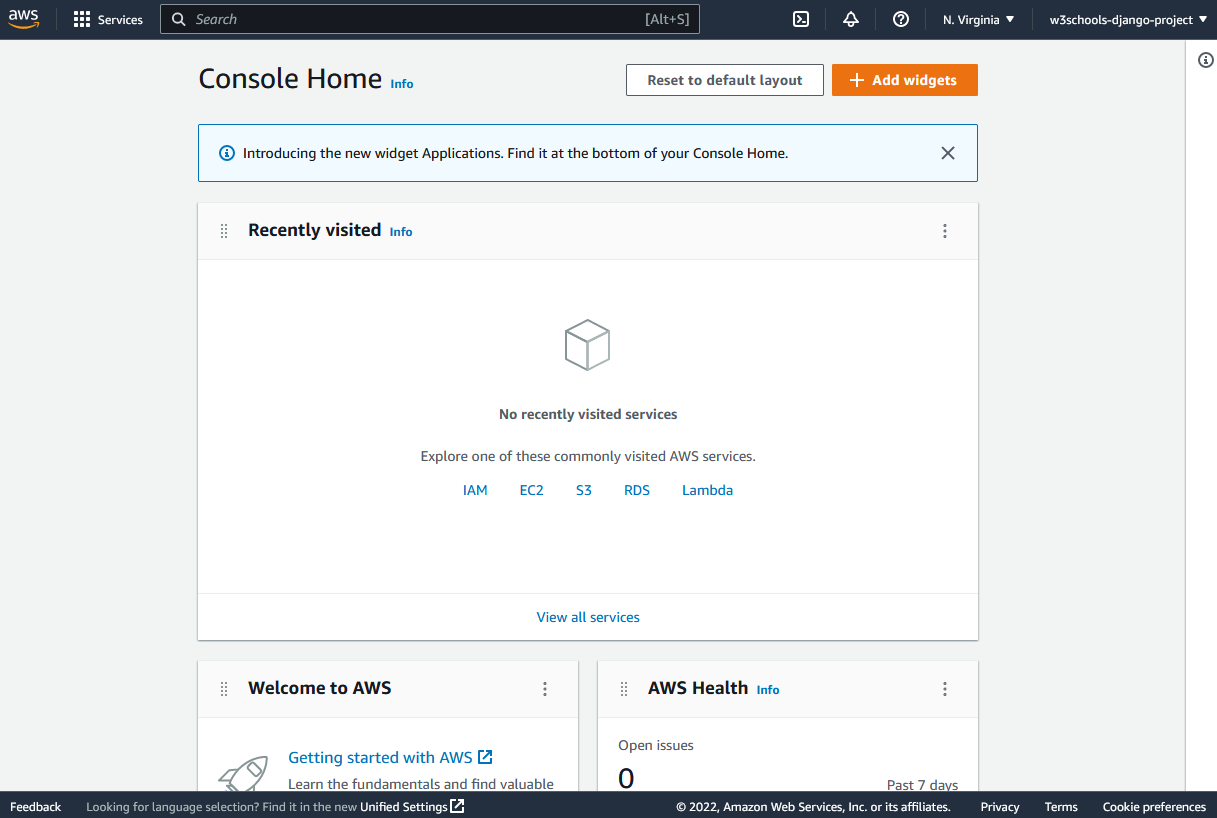 Screenshot AWS Console
