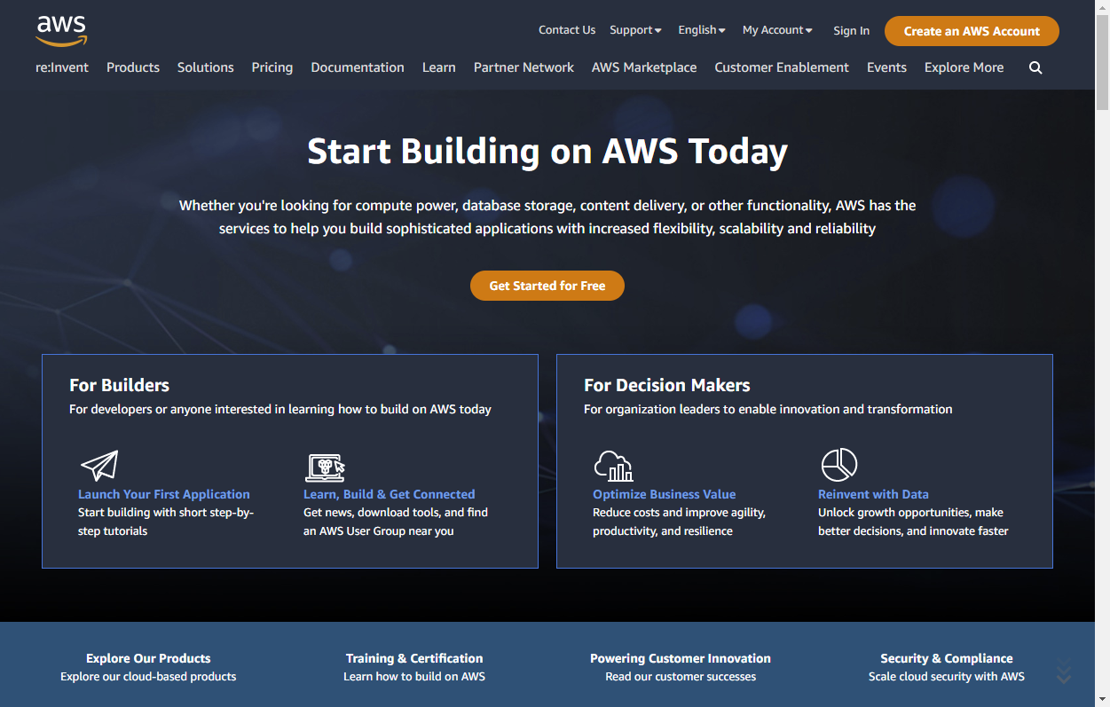 Screenshot AWS index