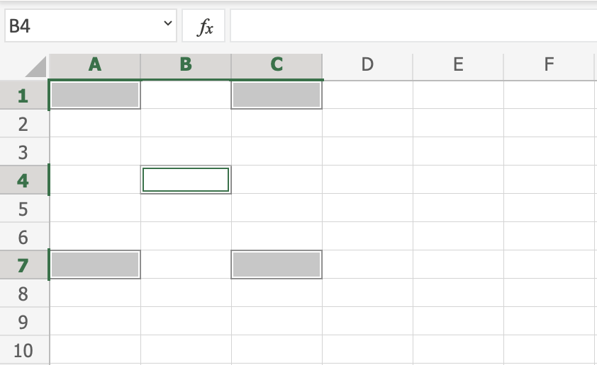 Select cells in Excel