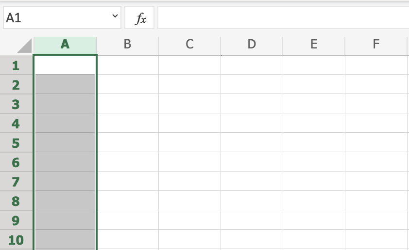 Select col in Excel