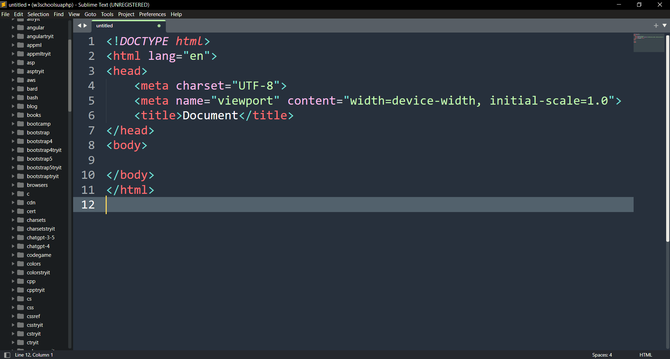 Sublime Text code editor. Screenshot