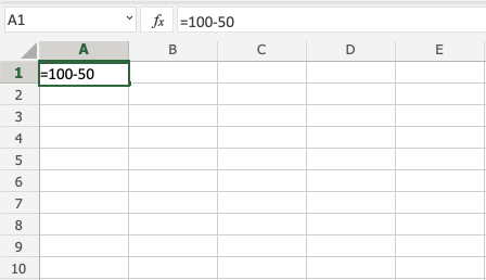 Subtraction in Excel