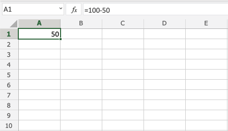 Subtraction in Excel