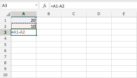 Subtraction in Excel