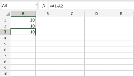 Subtraction in Excel