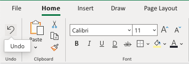 Undo in Excel